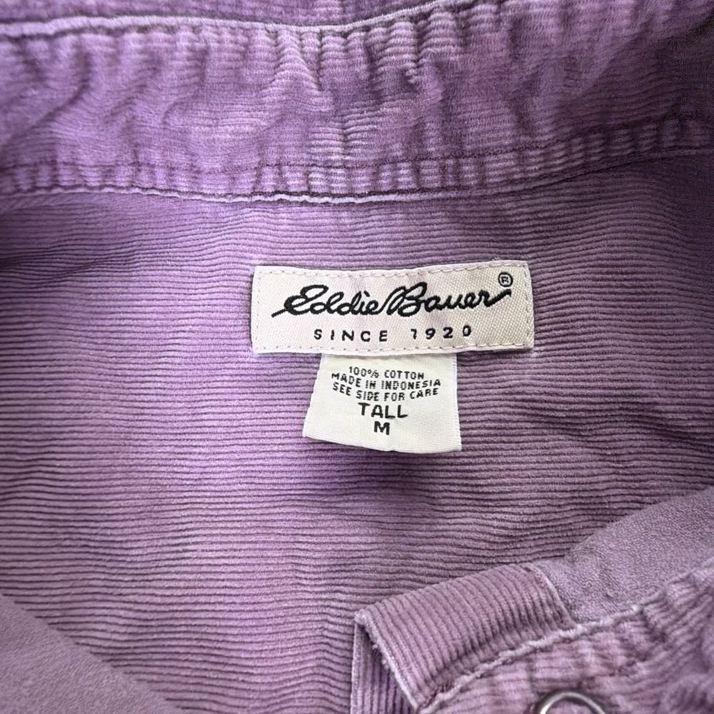 Eddie Bauer Womens M Corduroy Long Sleeve Shirt Snap Buttons - Lavender/Purple - Picture 2 of 6